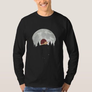 Great Hedgehog At Full Moon Design T-Shirt