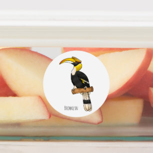 Great hornbill bird cartoon illustration 
