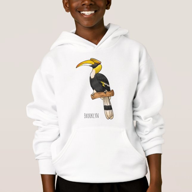 Great hornbill bird cartoon illustration  (Front)