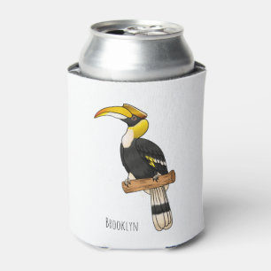 Great hornbill bird cartoon illustration can cooler