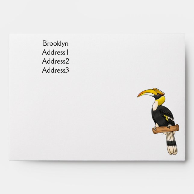 Great hornbill bird cartoon illustration envelope (Front)