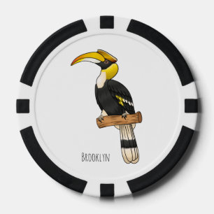 Great hornbill bird cartoon illustration  poker chips