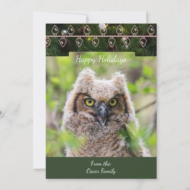 Great Horned Owl  Christmas Card (Front)