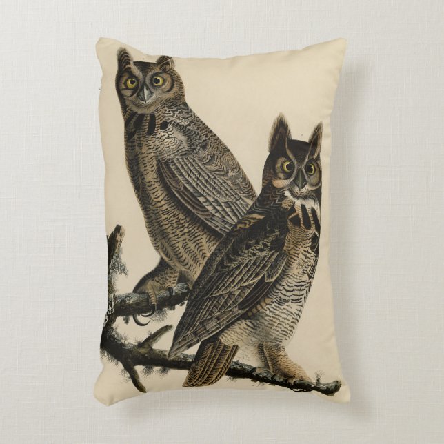 Great Horned Owl from Audubon's Birds of America Decorative Cushion (Front(Vertical))