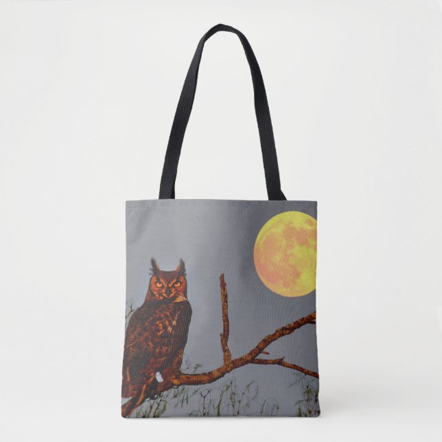 Great Horned Owl | Full Moon Tote Bag (Front)