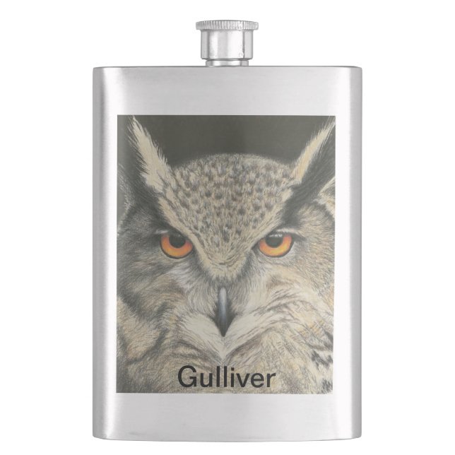 Great Horned Owl Hip Flask (Front)