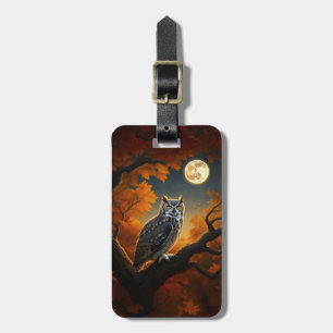 Great Horned Owl in Autumn Luggage Tag