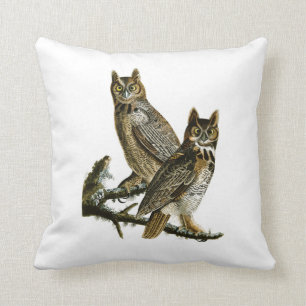 Great Horned Owl John Audubon Birds of America Cushion