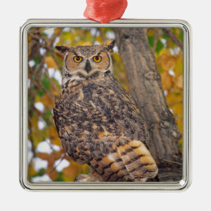 Great Horned Owl Metal Tree Decoration