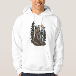 Great Horned Owl Moonlit Mountain Wilderness Hoodie