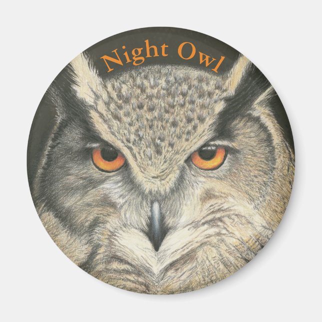Great Horned Owl Night Owl Magnet (Front)