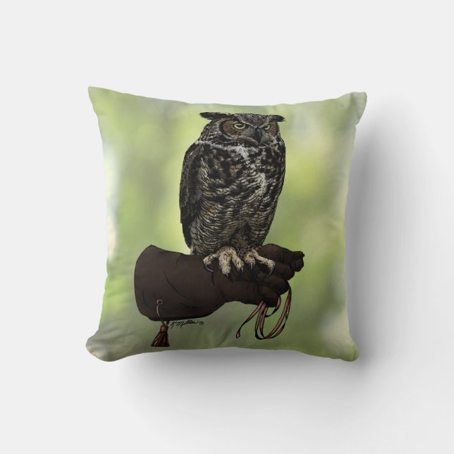 Great Horned Owl on Glove Cushion (Front)