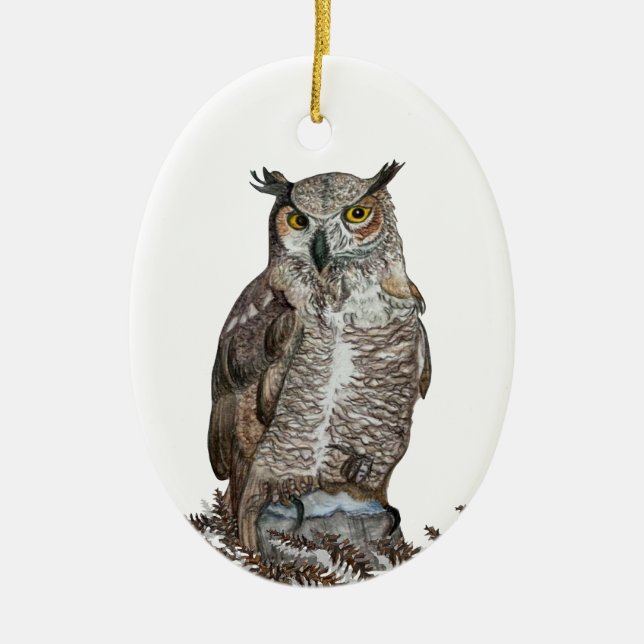 Great Horned Owl Ornament (Front)
