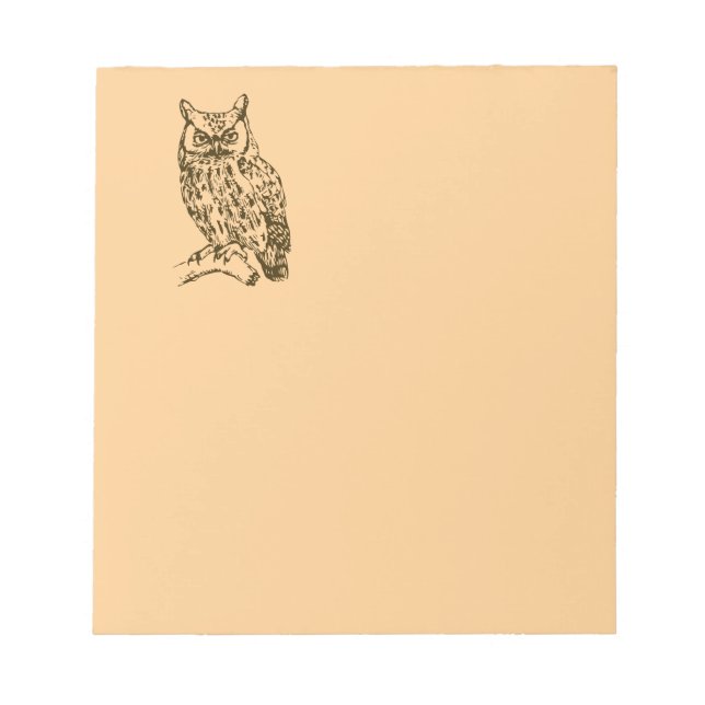 Great Horned Owl Peach Notepad (Front)