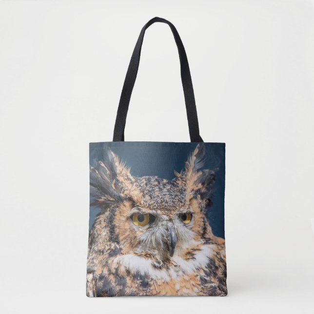 Great Horned Owl Portrait Tote Bag (Front)