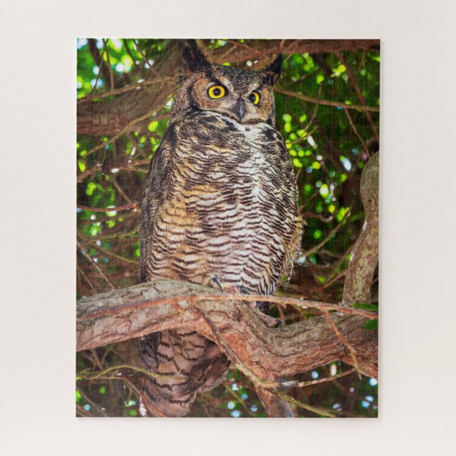 Great Horned Owl Puzzle | Forest Wildlife Art (Vertical)