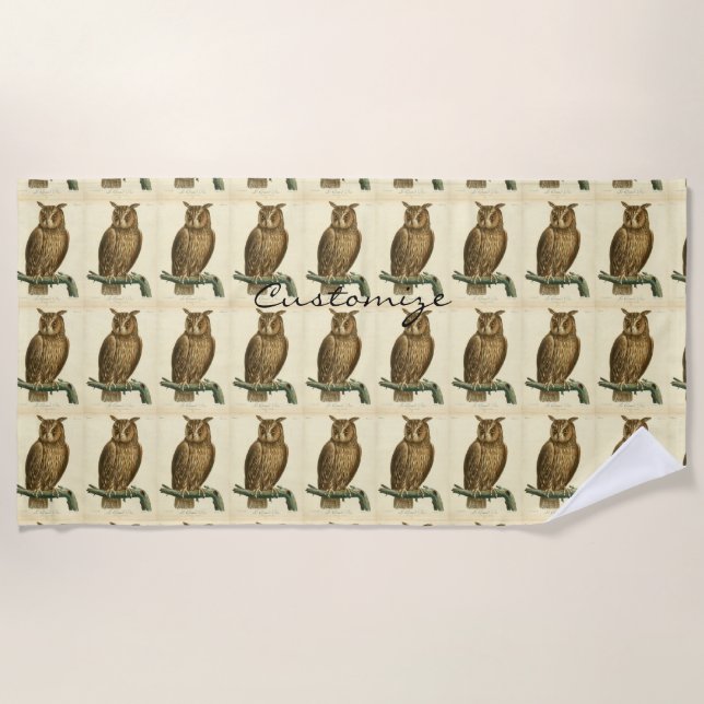 Great Horned Owl Thunder_Cove Beach Towel (Front)