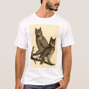 Great Horned Owl Vintage Zoological Illustration T-Shirt