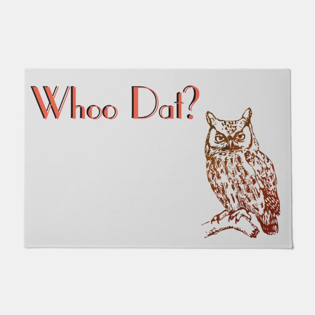 Great Horned Owl Whoo Dat Doormat (Front)