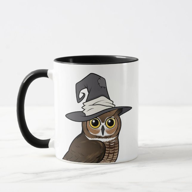 Great Horned Owl Witch! Mug (Left)