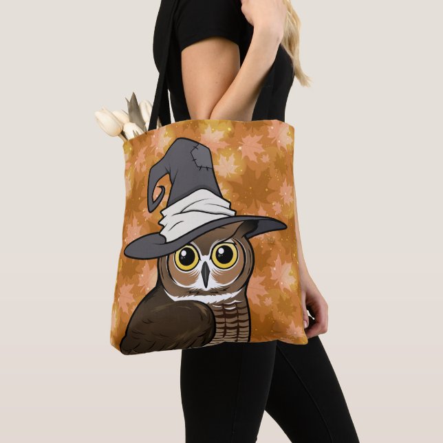 Great Horned Owl Witch! Tote Bag (Close Up)