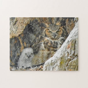 Great Horned Owl with Owlet Jigsaw Puzzle