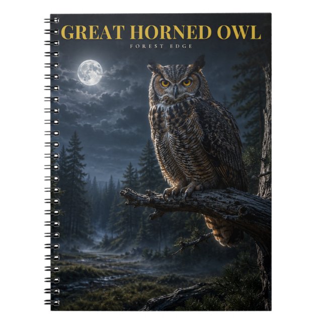 Great Horned Owl Woodland ANIMALS Notebook (Front)