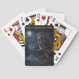 Great Horned Owl Woodland ANIMALS Poker Playing Cards