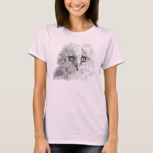 Great Horned Owlet Drawing T-Shirt
