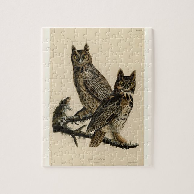 Great Horned Owls (by John James Audubon) Jigsaw Puzzle (Vertical)