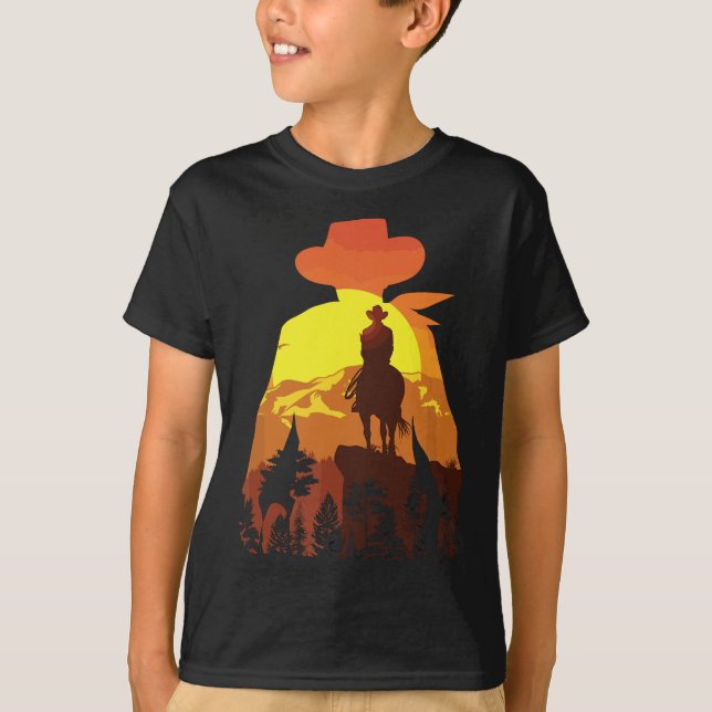 Great Horse Riding Cowboy  Western Country T-Shirt (Front)