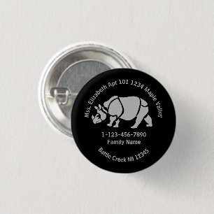 Great Indian Rhino Lost Family Home Address 3 Cm Round Badge