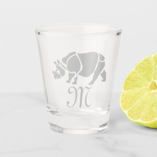 Great Indian Rhinoceros in a Stamp Style Shot Glass