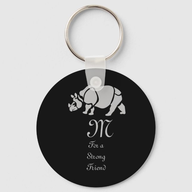 Great Indian Rhinoceros The Unicorn Rhino Monogram Key Ring (Front)