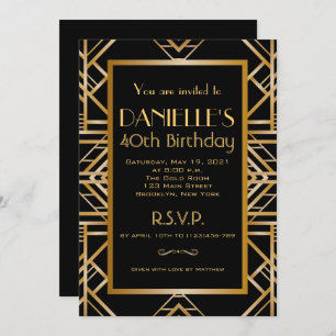Great Inspired Art Deco Birthday Invitation