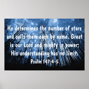 Great is our Lord bible verse Psalms 147:4-5 Poster