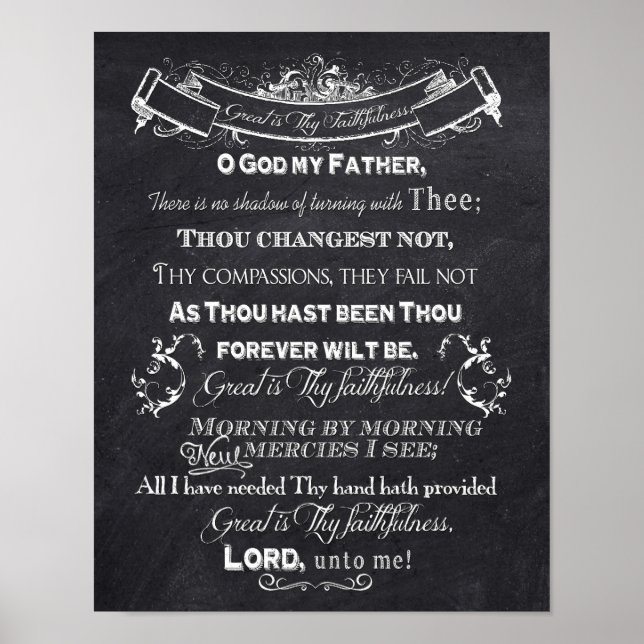 Great Is Thy Faithfulness Chalkboard Art Poster (Front)