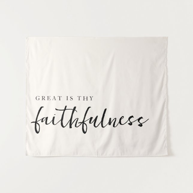 Great is thy Faithfulness Minimalist Typography Tapestry (Front (Horizontal))