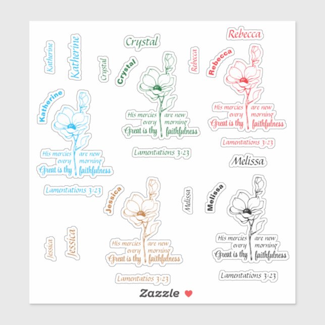 Great is thy faithfulness Personalised Name Set (Sheet)