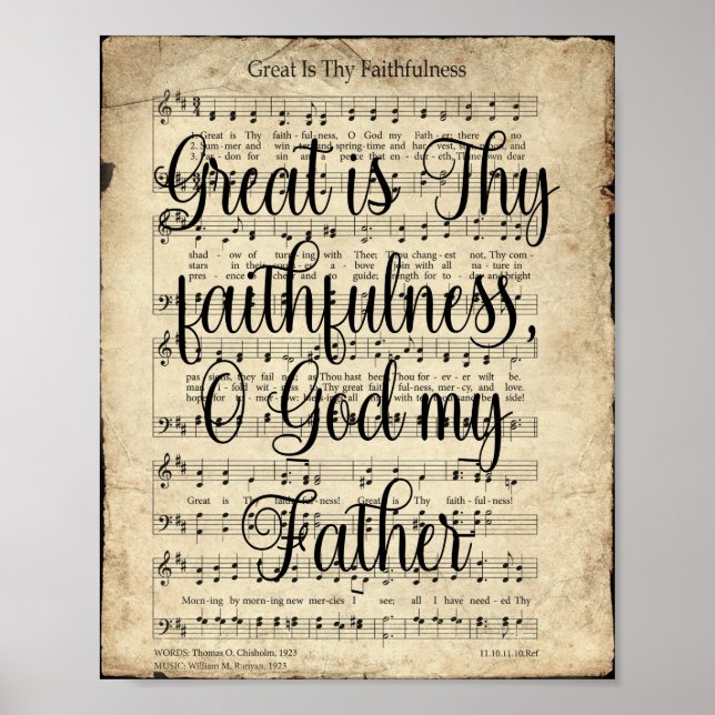 Great is thy Faithfulness Scripted Vintage Hymn Poster (Front)