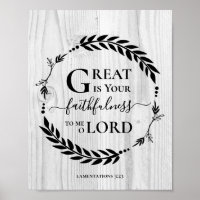 GREAT IS YOUR FAITHFULNESS Wood Christian Poster