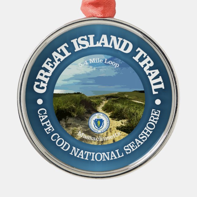 Great Island Trail (rd) Metal Tree Decoration (Front)