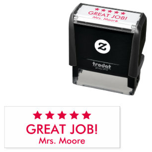 Great Job 5 Stars Custom Name Teacher Self-inking Stamp