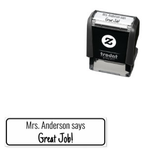 Great Job! and Teacher's Name Text Template Self-inking Stamp