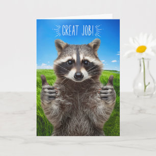 Great Job Congratulations Cute Thumbs Up Racoon Card