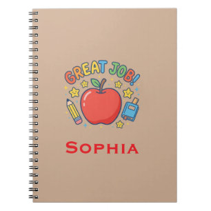 Great Job! Cute Red Apple Classroom Reward Sticker Notebook