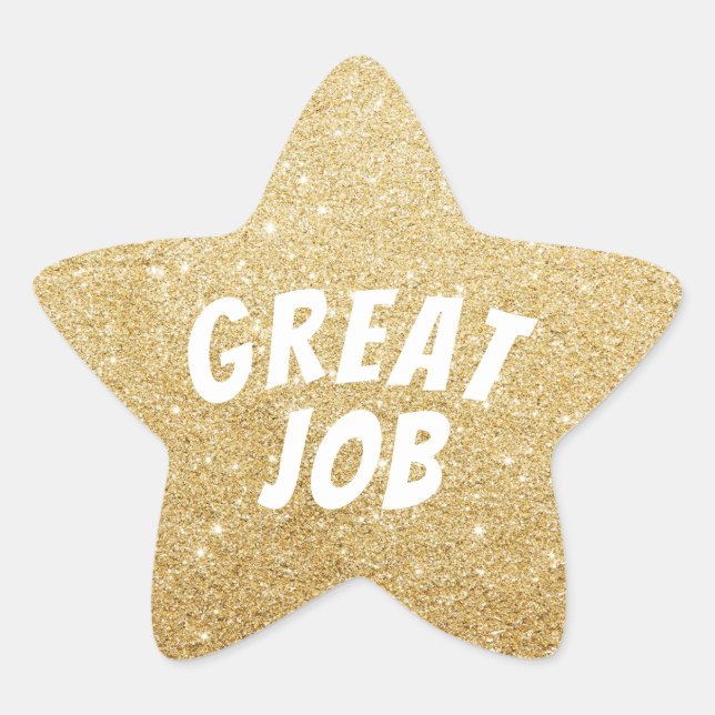 Great Job Gold Star Faux Glitter Star Sticker (Front)