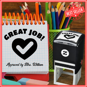 Great Job Heart Tick Grading Encouragement Teacher Self-inking Stamp