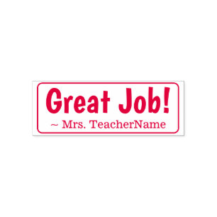 "Great Job!" + Instructor's Name Rubber Stamp