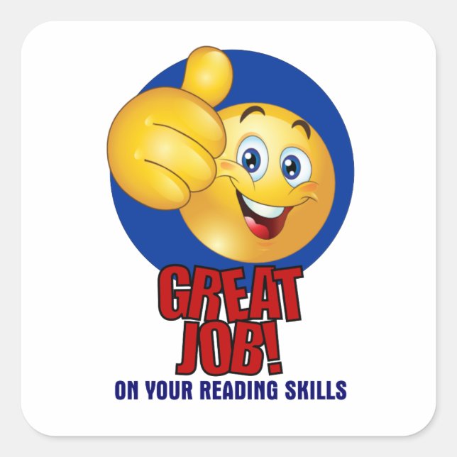 Great Job On Reading Skills Square Sticker (Front)